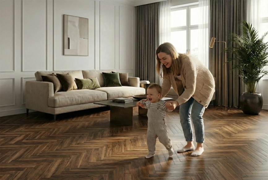 HDF ламинат FLOORFORT Walnut Tree Елочка «Орех Кембридж» фото 2